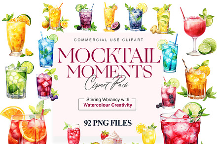 Mocktail Clipart Illustrations Pack, a Food Illustration by BrushstrokeArtGB