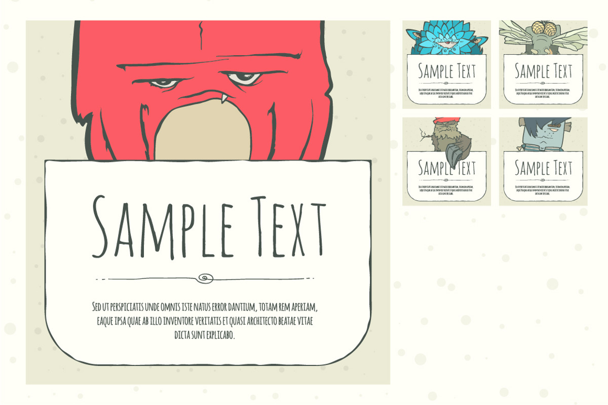 Set of Hand Drawn Vector Monsters, an Illustration by Andrew Bzh. (Photo 4 of 6)