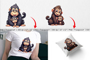Gorilla Mother's Day Clipart, a Graphic by Artnoy (Thumbnail 3 of 5)