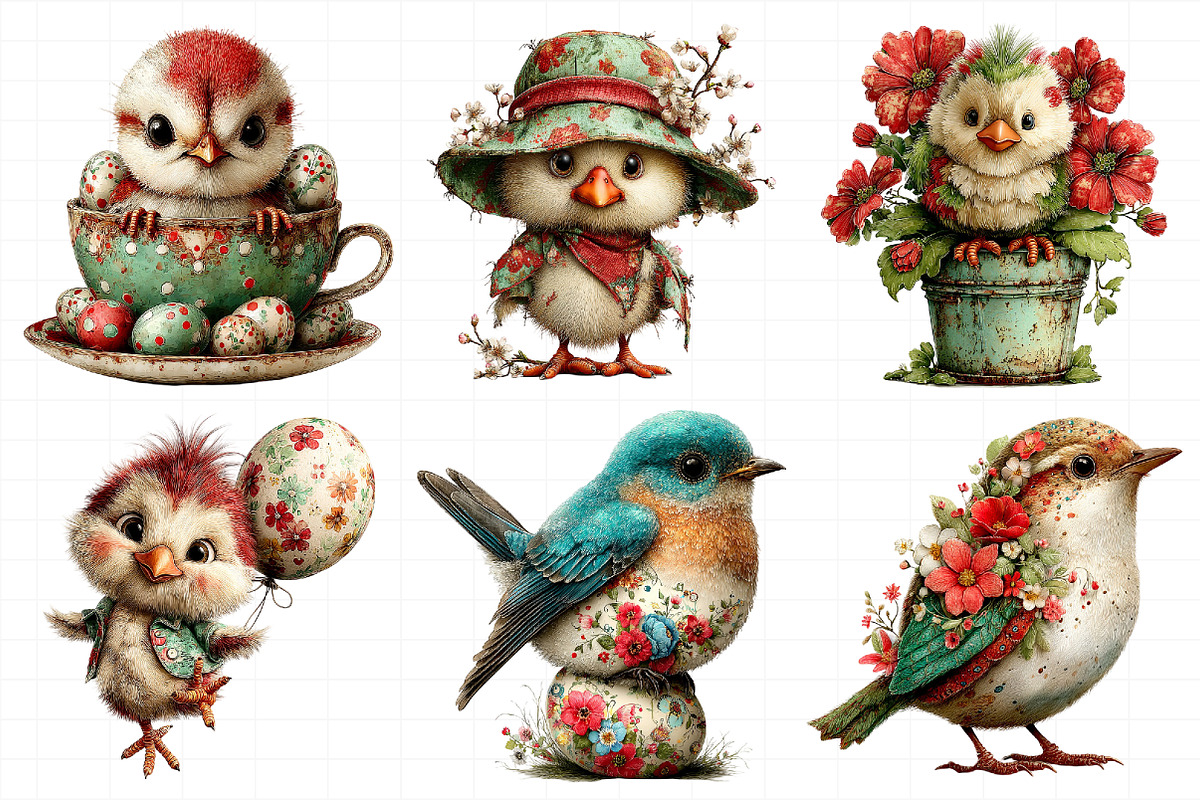 Whimsical Easter Birds Clipart, an Illustration by Daily.Designs (Photo 3 of 8)