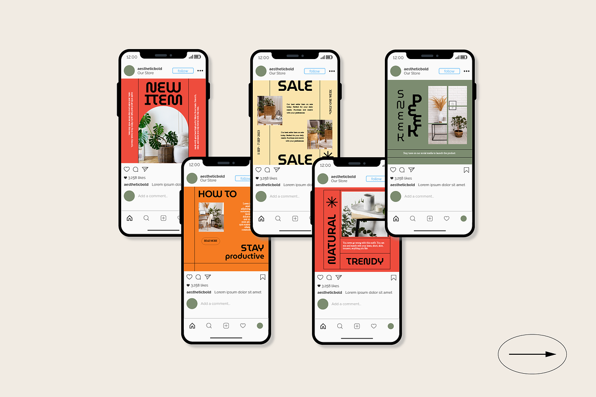 Aesthetic Bold Instagram Post Template preview 5
