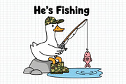 Funny Goose Fishing Clipart, an Illustration by Craft Nest (Thumbnail 1 of 6)
