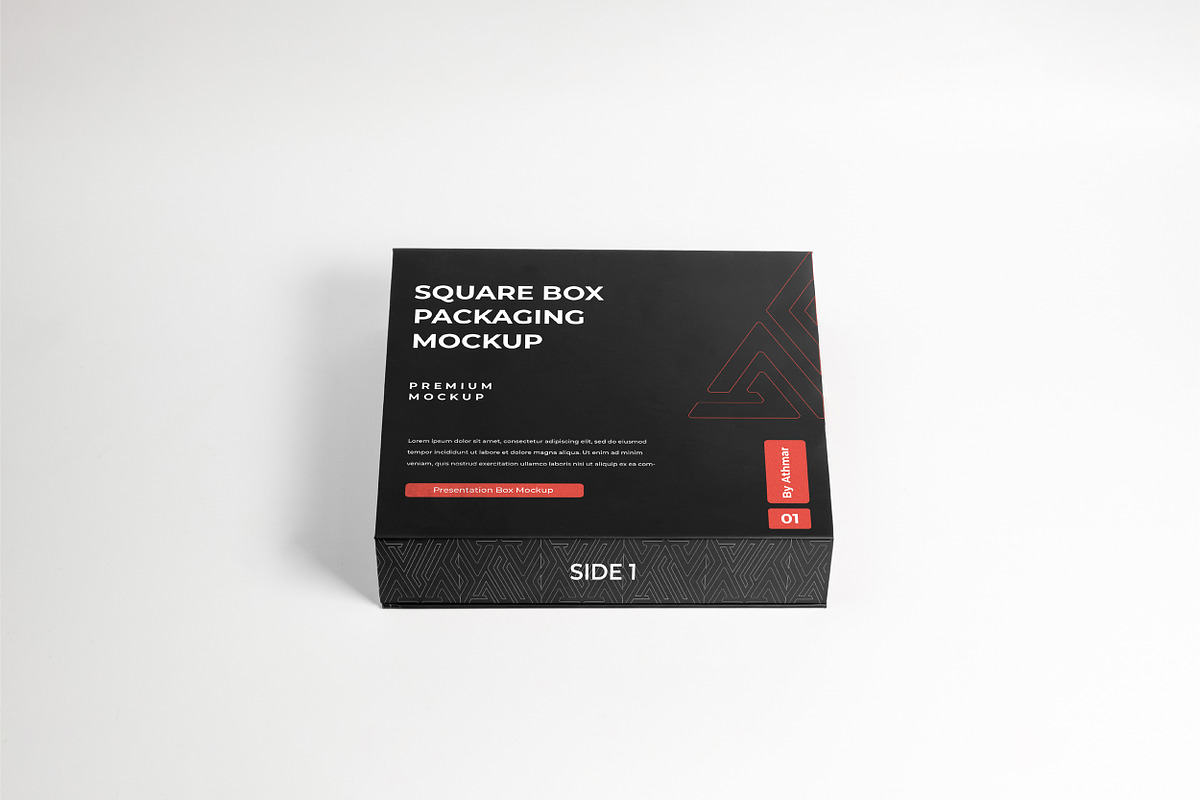 Square box packaging mockup set, a Packaging Mockup by Assyat (Photo 5 of 6)