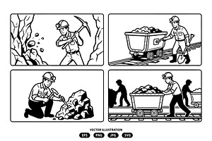 Activities of a mine worker, a Person Illustration by Vectorlina