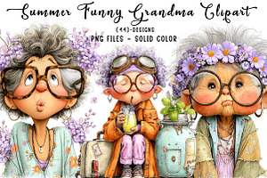 Summer Funny Grandma Clipart, an Illustration by CreationArt