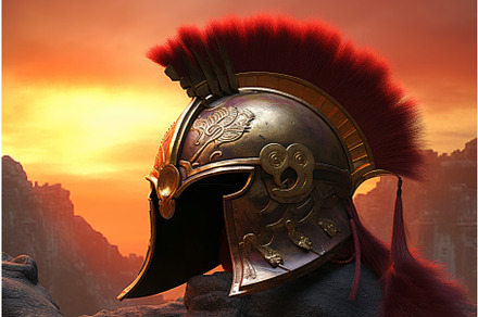 Sparta helmet. Generate Ai, an Illustration by Ylivdesign