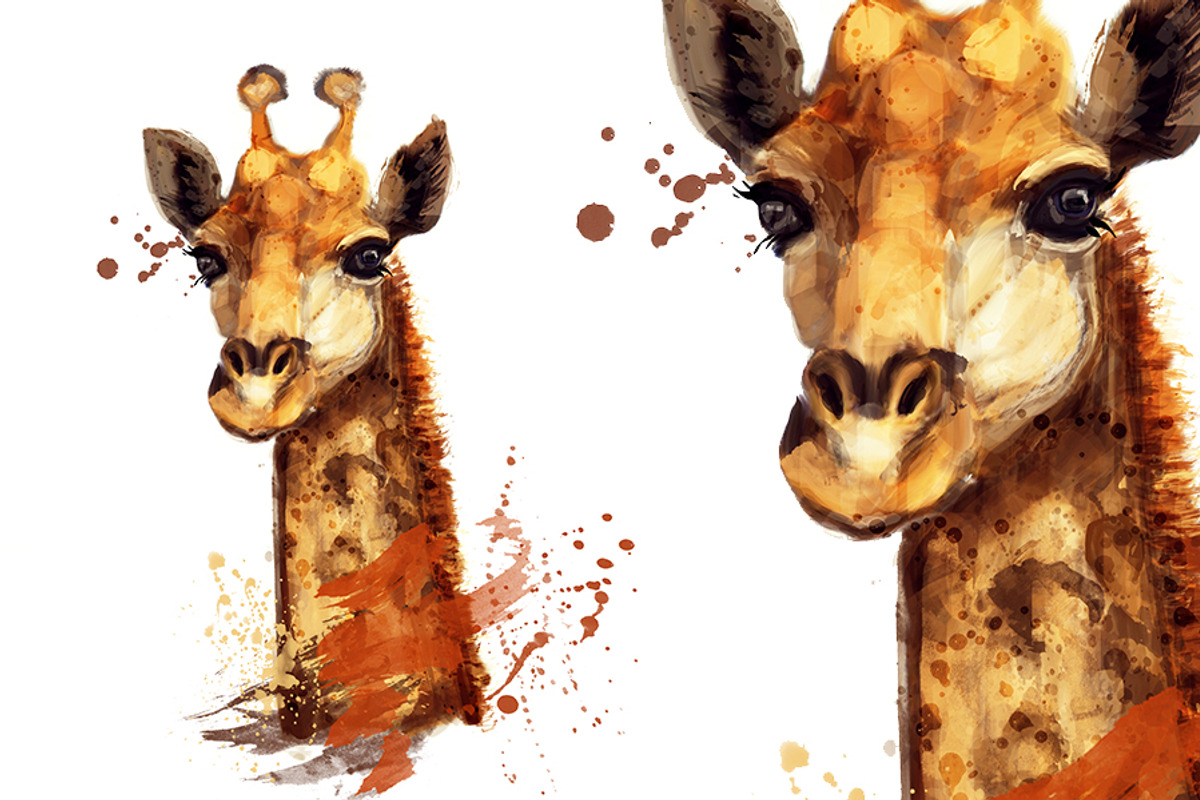 Set giraffe portraits .4 styles, an Animal Illustration by art_mouse (Photo 5 of 6)