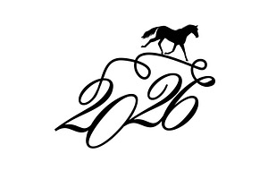 Year 2026 Horse. hand drawing. Not, an Object Illustration by Nenahliadava Design