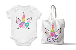 Unicorn Face Kit SVG And Clipart Set