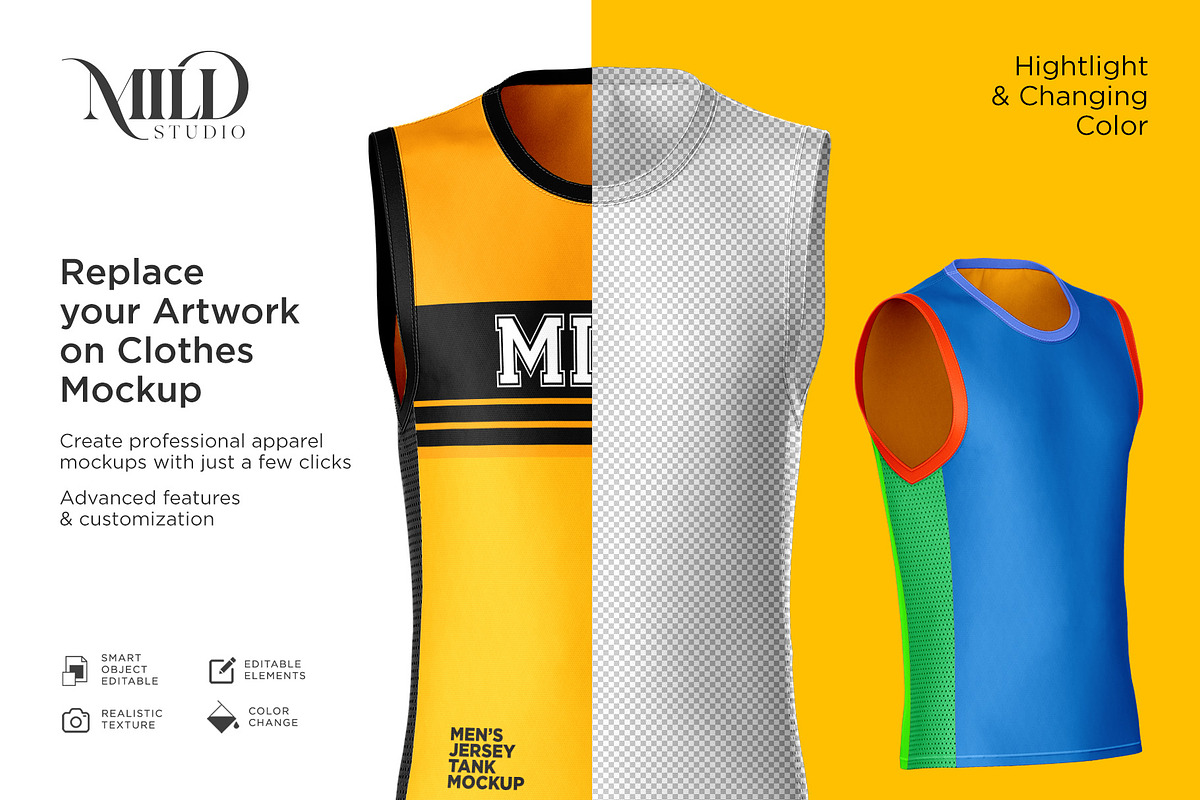 Tank top Jersey Set Mockup, a Hoody Mockup by Mildstudio (Photo 3 of 7)