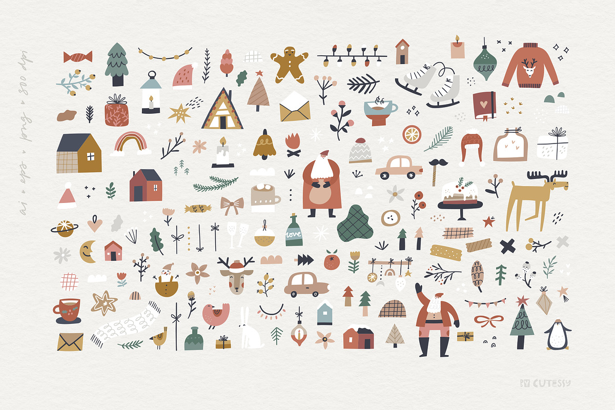 Scandi Christmas: map & card creator, a Decorative Illustration by Olia (Photo 3 of 19)