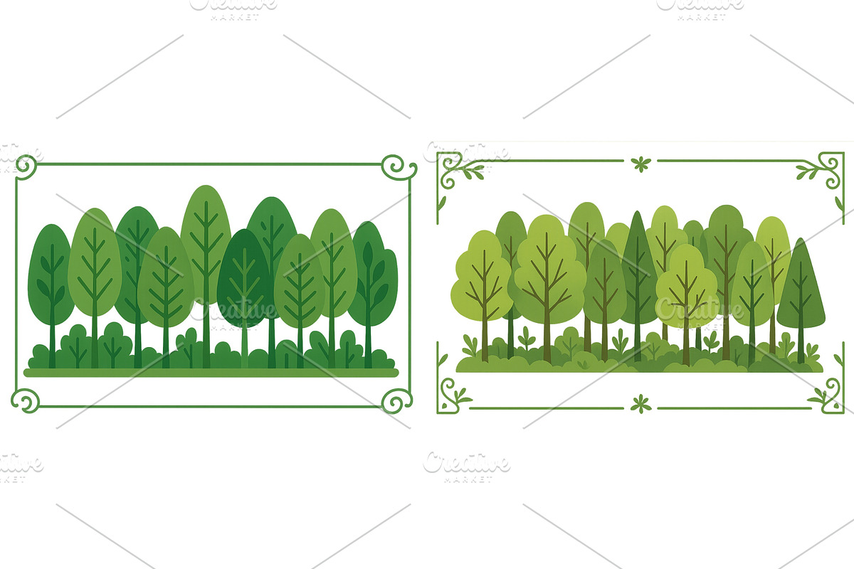Green forest landscape with lush, an Illustration by ZinetroN