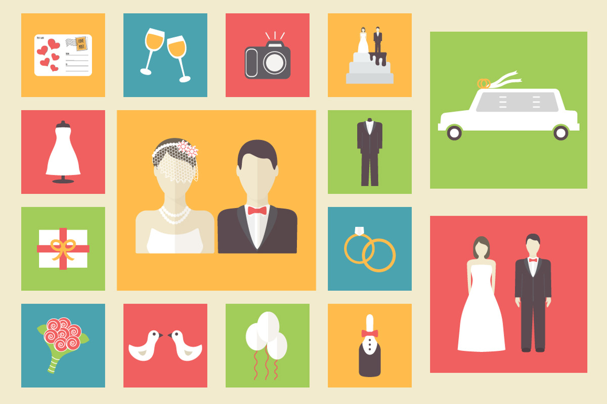 Wedding icons set preview 3
