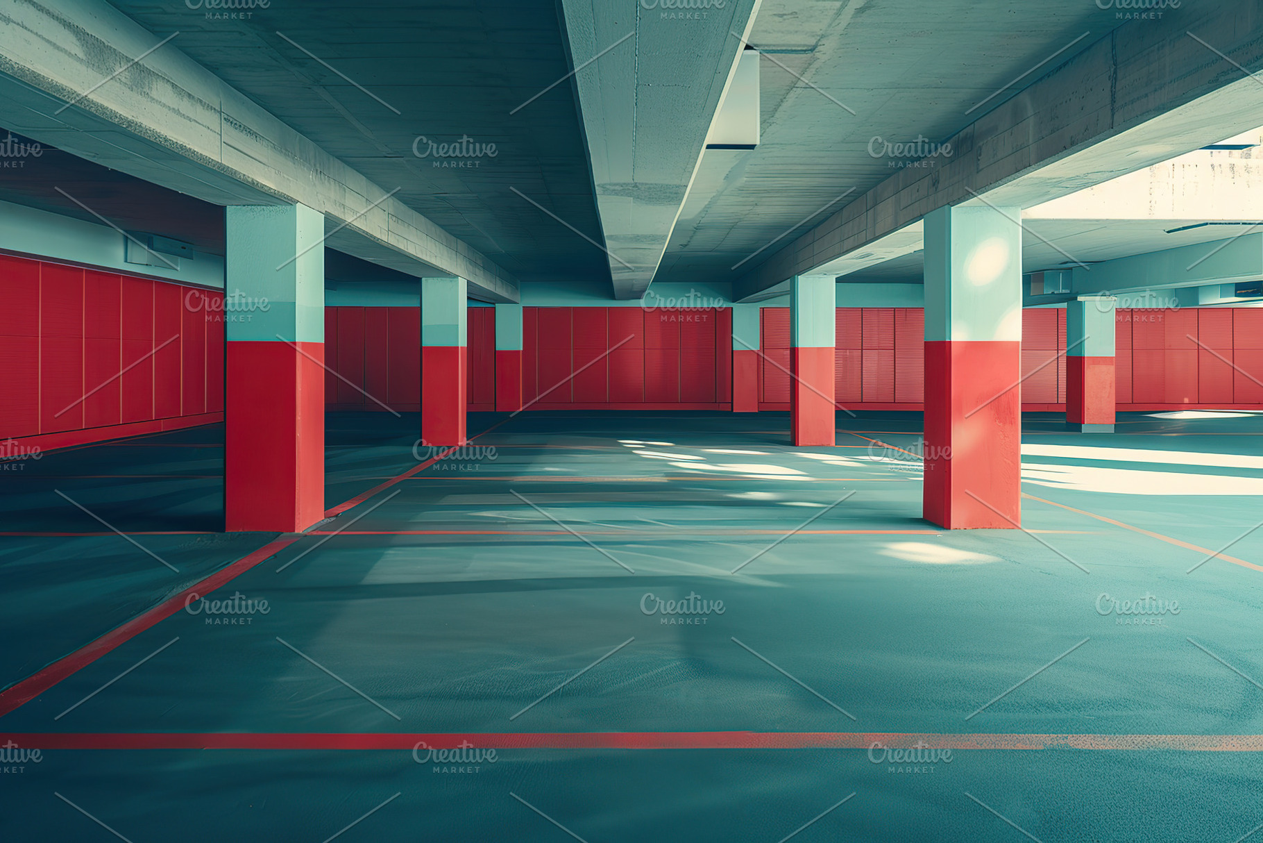 Empty parking garage of supermarket, an Architecture Photo by AlyaAnd