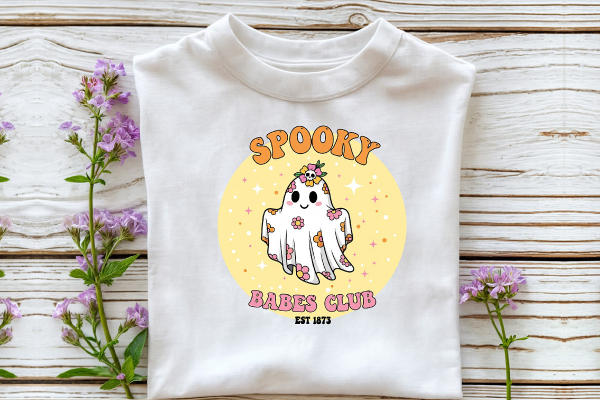 Retro Halloween Ghost PNG Sublimatio, an Illustration by DreamCafeArt (Photo 6 of 7)