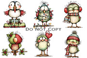 Whimsical Fluffy Christmas Birds, an Illustration by Craft Nest (Thumbnail 7 of 9)