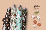 Banana & Coconut seamless patterns, a Pattern Graphic by Alenkakarabanova (Thumbnail 4 of 8)