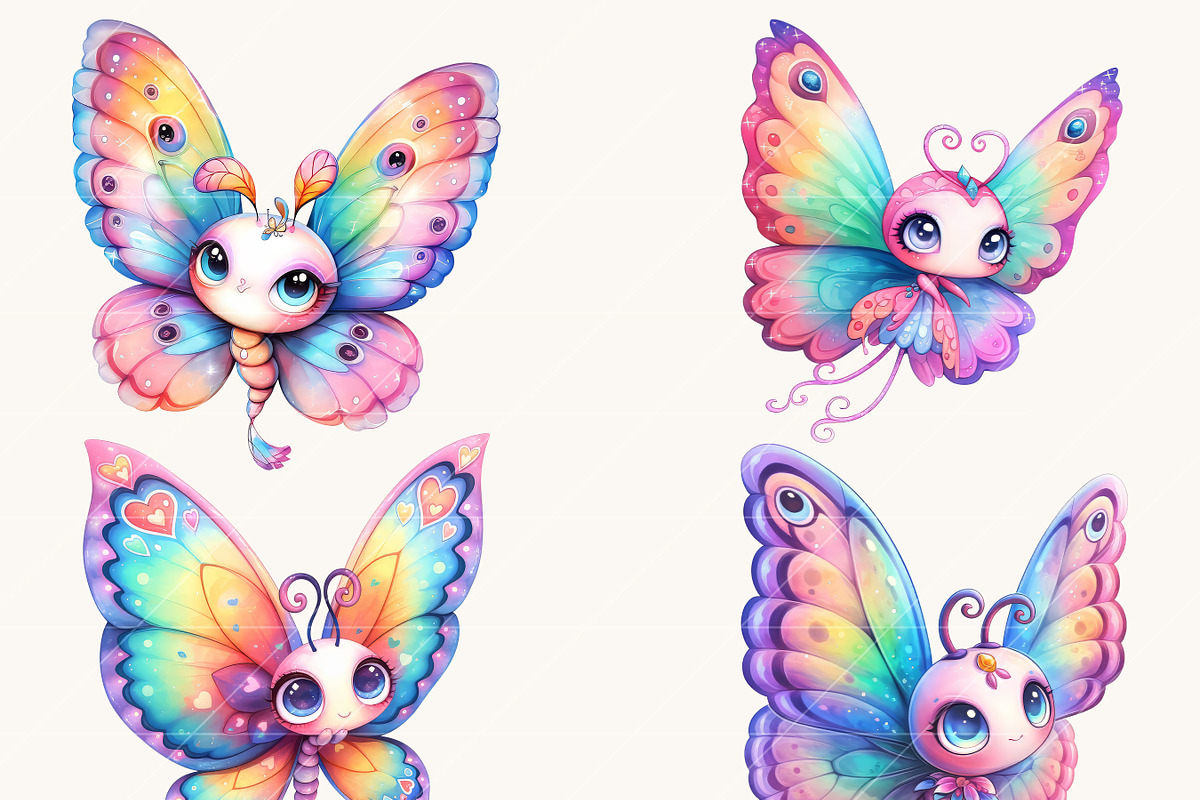 Watercolor Cute Butterflies Clipart, an Animal Illustration by Design Scotch (Photo 7 of 10)