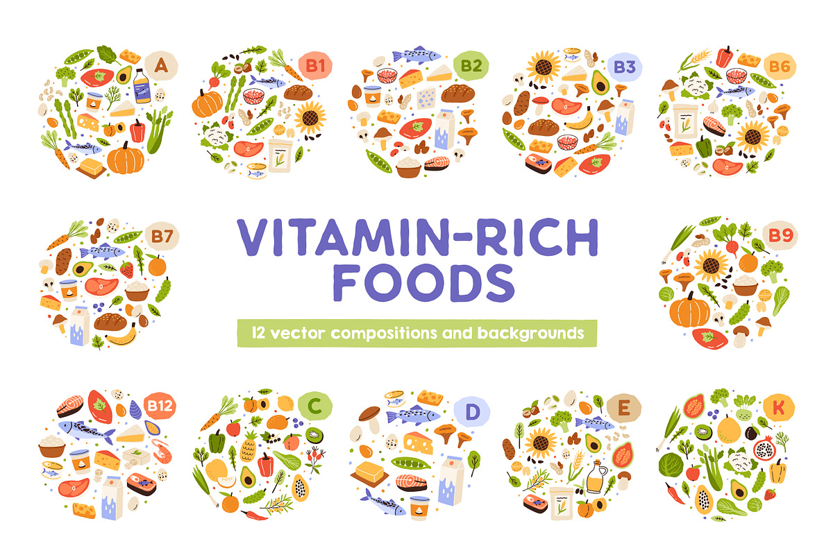 Food products, vitamin groups set, a Food Illustration by Good Studio (Photo 1 of 19)