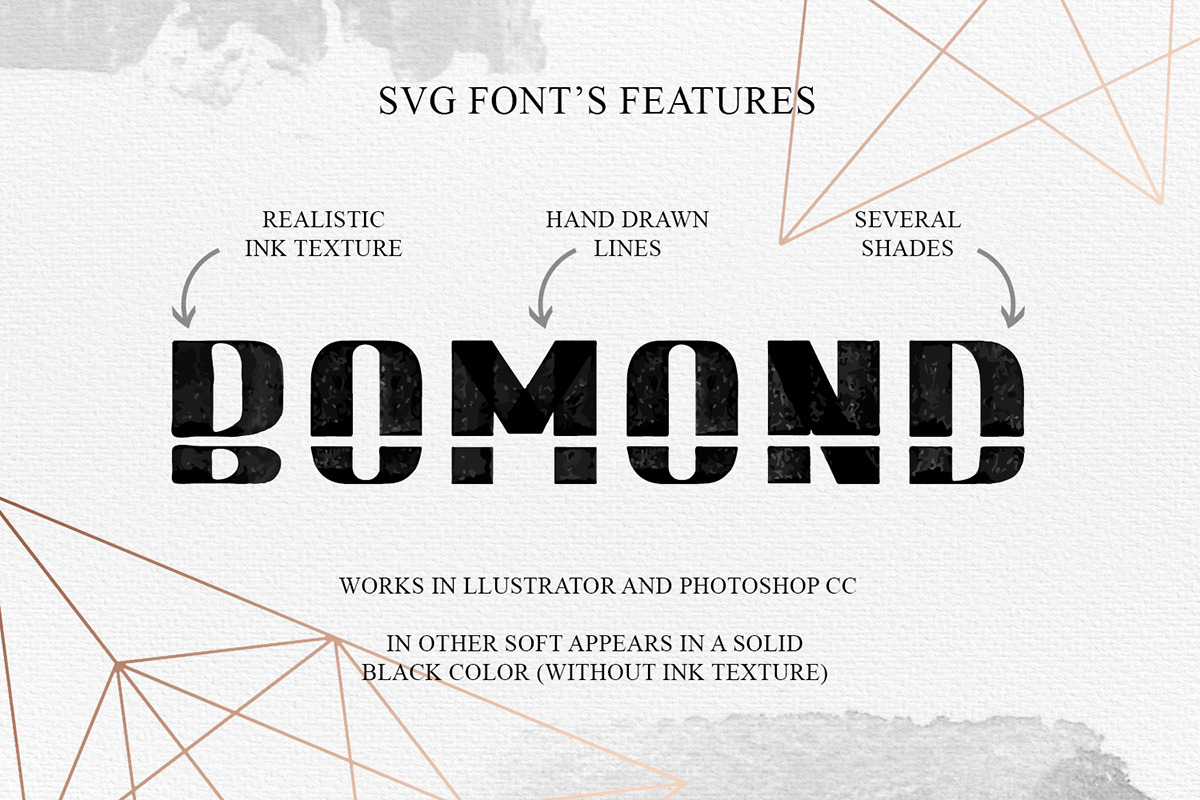 Bomond. Textured Ink Font (SVG) preview 2
