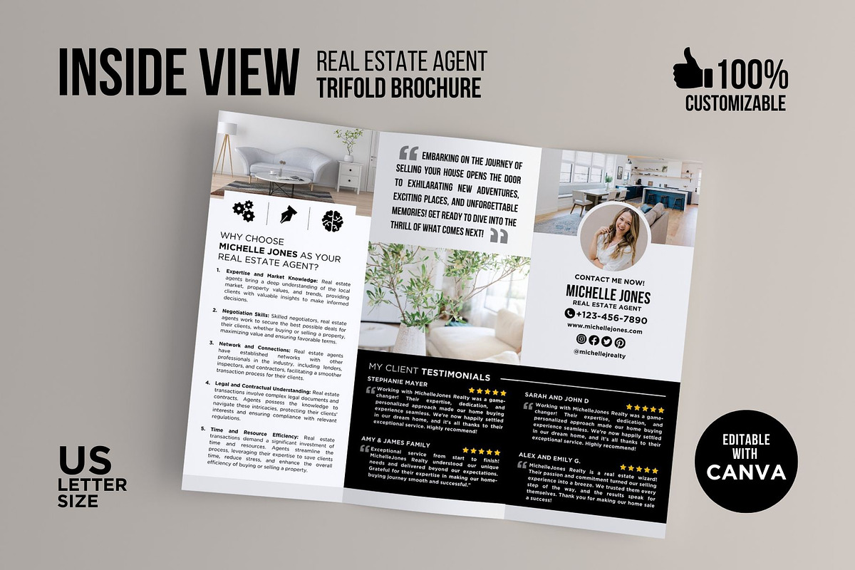 Real Estate Tri-Fold Brochure Canva, a Brochure Template by CreativeVinesStore (Photo 3 of 6)