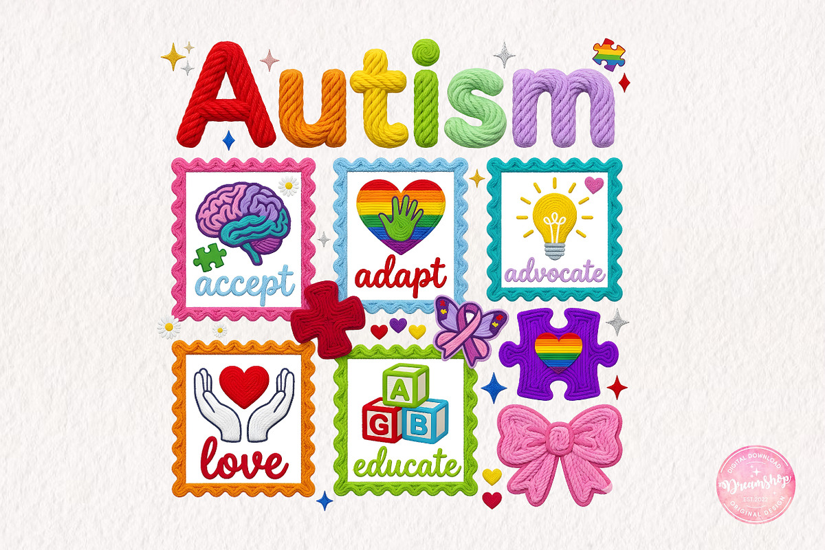 Faux Yarn Autism Awareness Coquette, an Illustration by CreationArt (Photo 2 of 6)