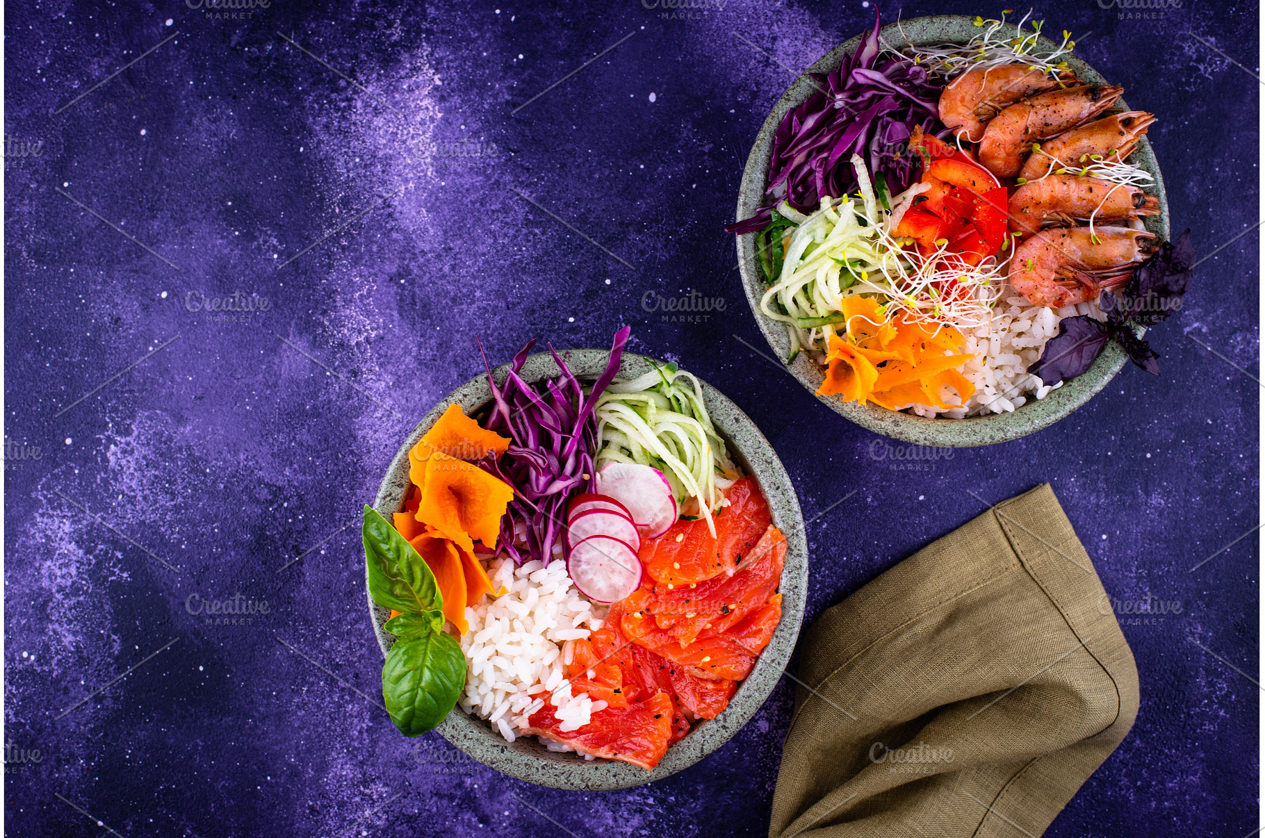 Hawaiian poke bowl with salmon and, a Food & Drink Photo by Yulia Furman