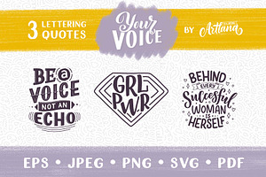 Woman Voice Lettering Quotes