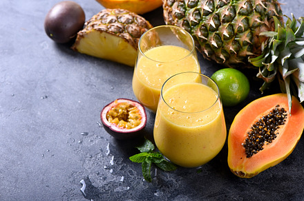 Healthy smoothie with tropical fruit
