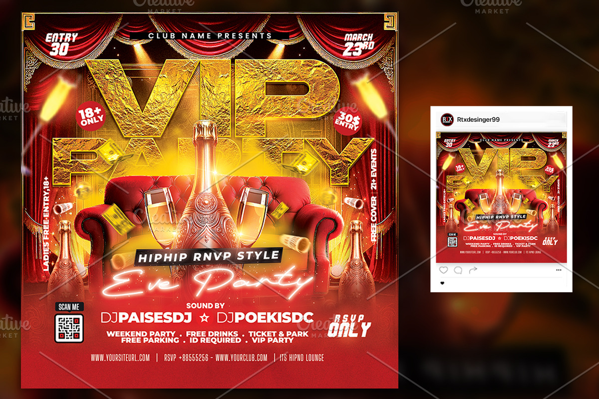 VIp Night Club Flyer Template, a Flyer Template by RTXdesinger99 (Photo 3 of 3)