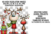 Whimsical Christmas Reindeer Clipart, an Illustration by Craft Nest (Thumbnail 2 of 6)