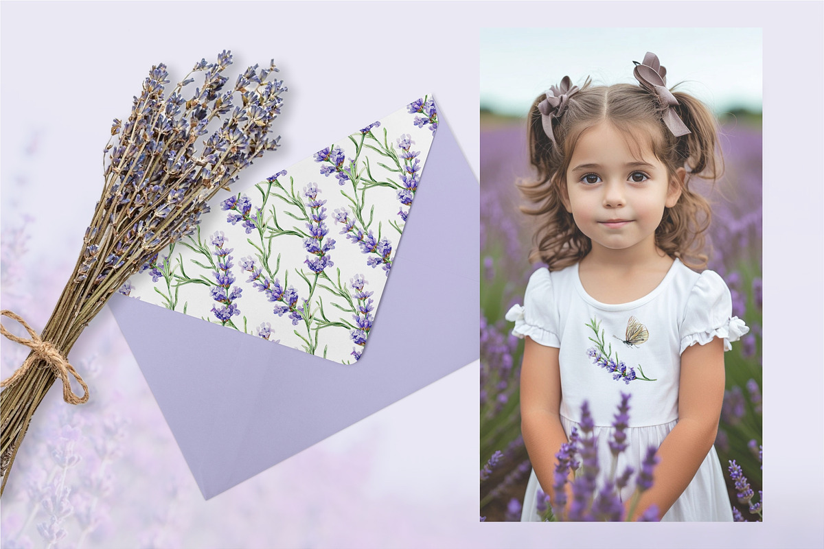 Lavender. Watercolor clip art., a Decorative Illustration by Farida Bik (Photo 5 of 14)