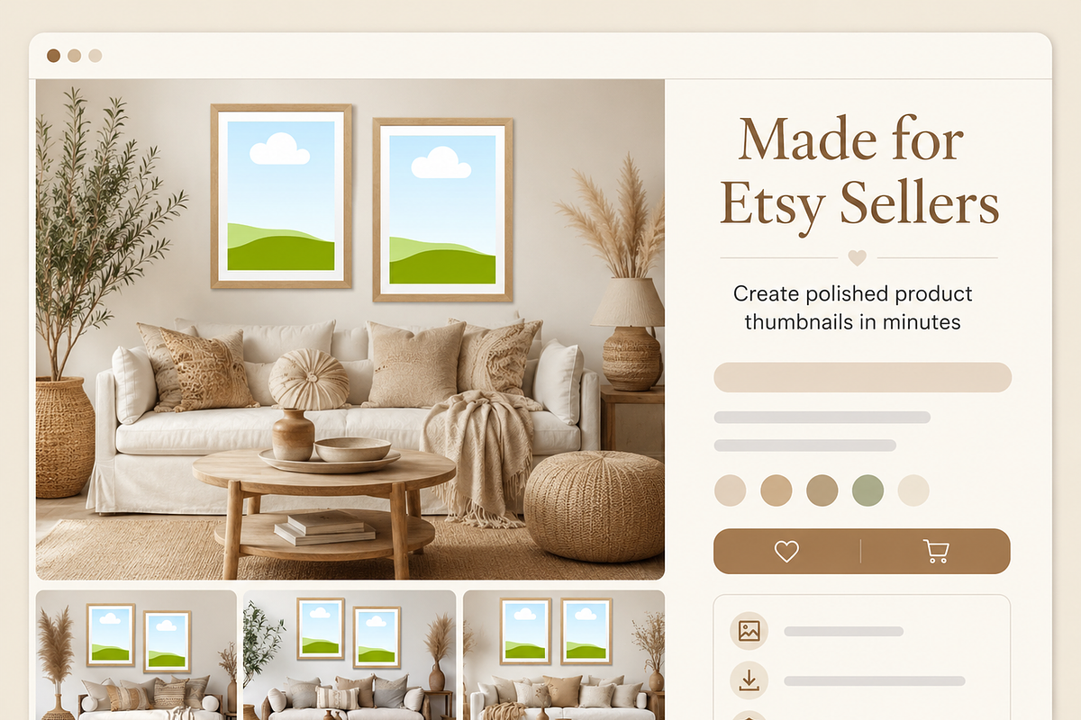 30 Boho Wall Art Mockups for Etsy, a Household Mockup by Local Marketing Templates (Photo 4 of 8)