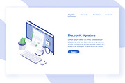 Electronic signature concept banner, a Technology Illustration by Good Studio (Thumbnail 1 of 3)