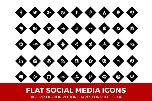 Social Media Icons Diamond Black