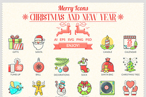 Christmas And New Year Icons