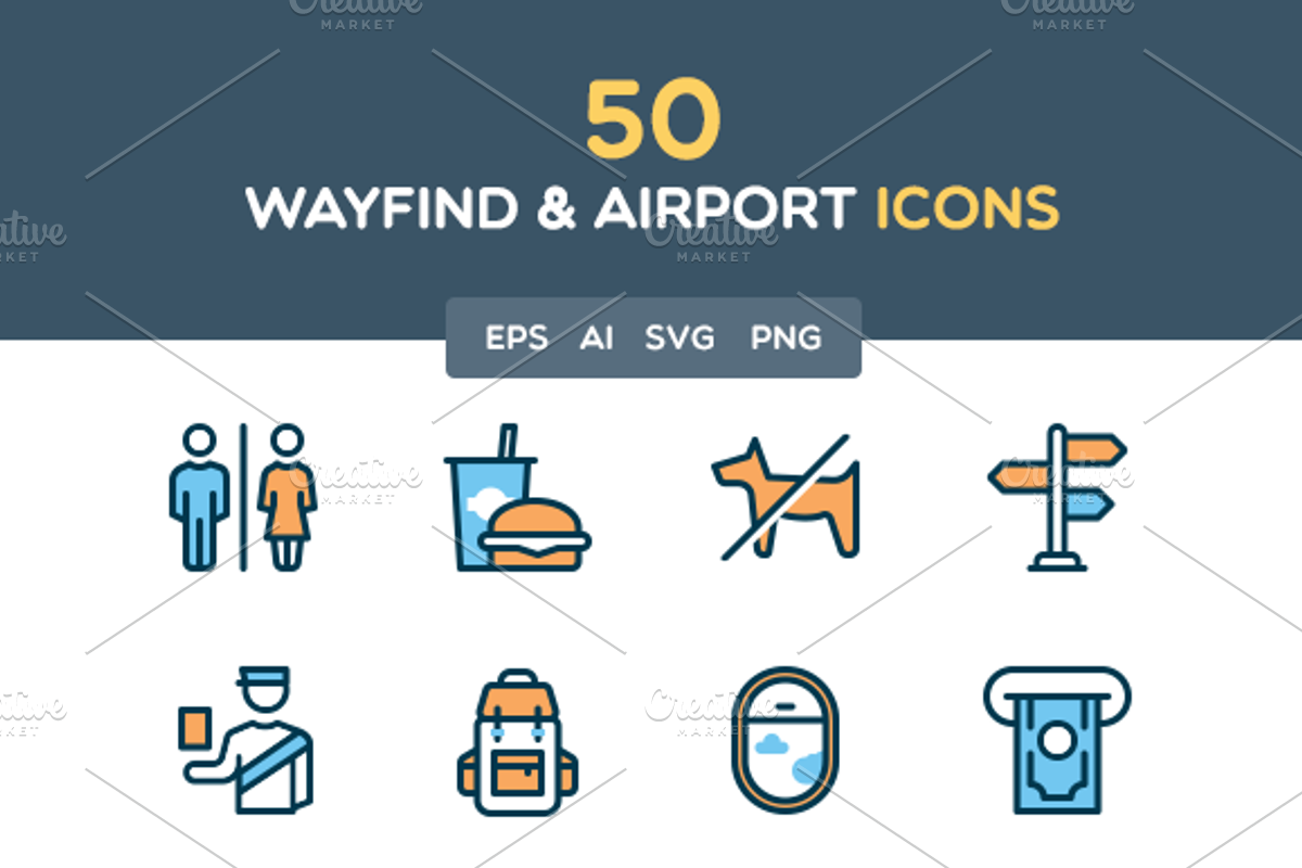 Wayfind and Airport filled icon set, an Icon by Mir store (Photo 1 of 2)