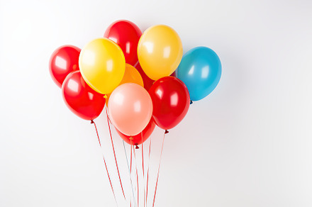 Colorful balloons on white background, a Holiday Photo by AlyaAnd
