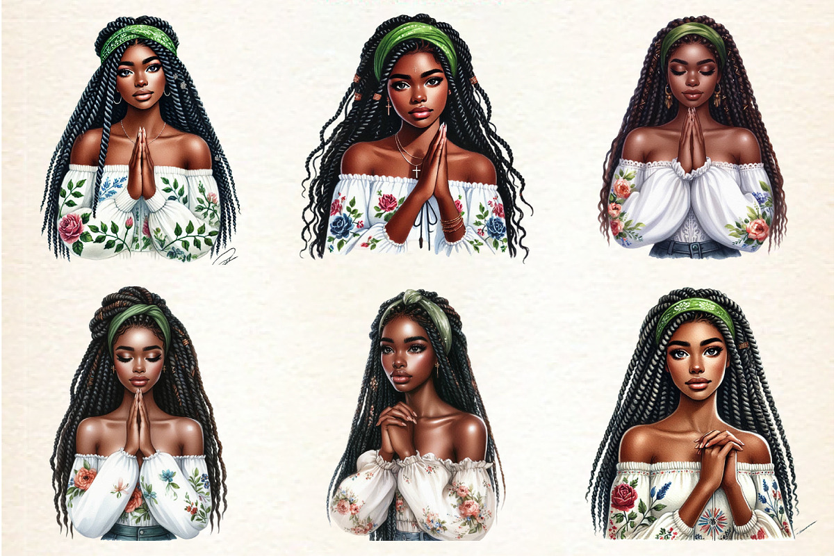 Black Girl Praying Sublimation Clipa, an Illustration by DreamArtGraphic (Photo 4 of 5)