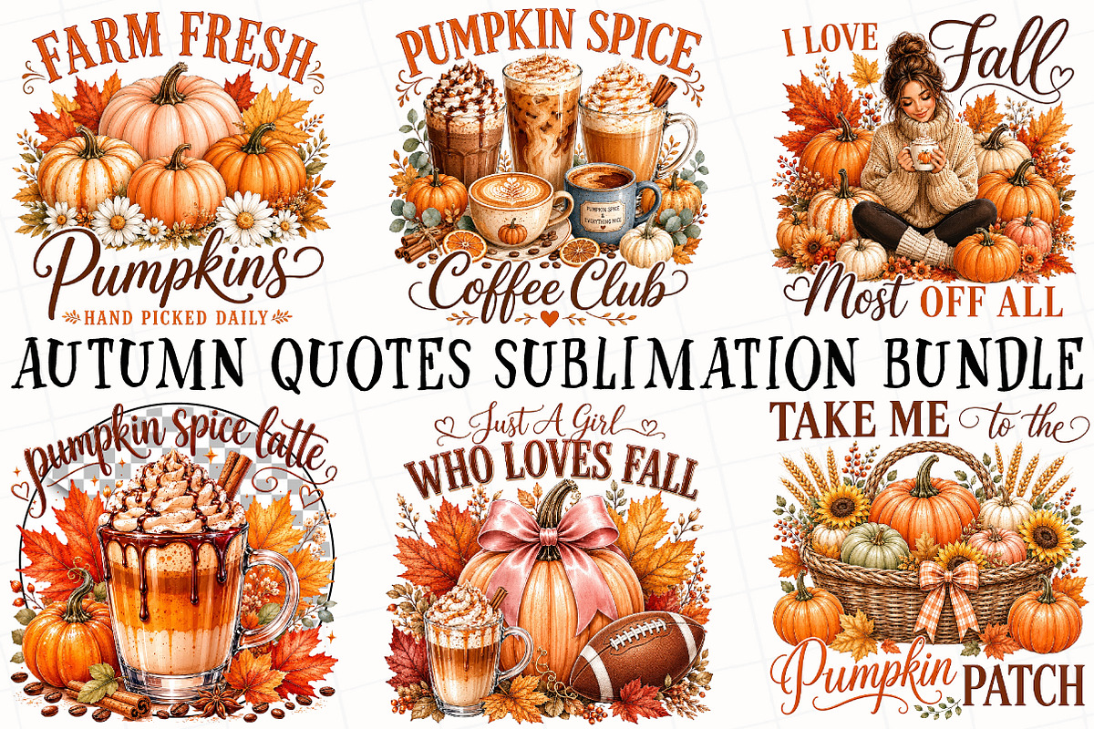 Autumn Quotes Sublimation Bundle, a Seasonal Illustration by OK Design (Photo 2 of 6)