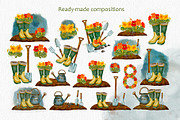 Summer garden watercolor clip art, an Illustration by ARTerria (Thumbnail 4 of 11)