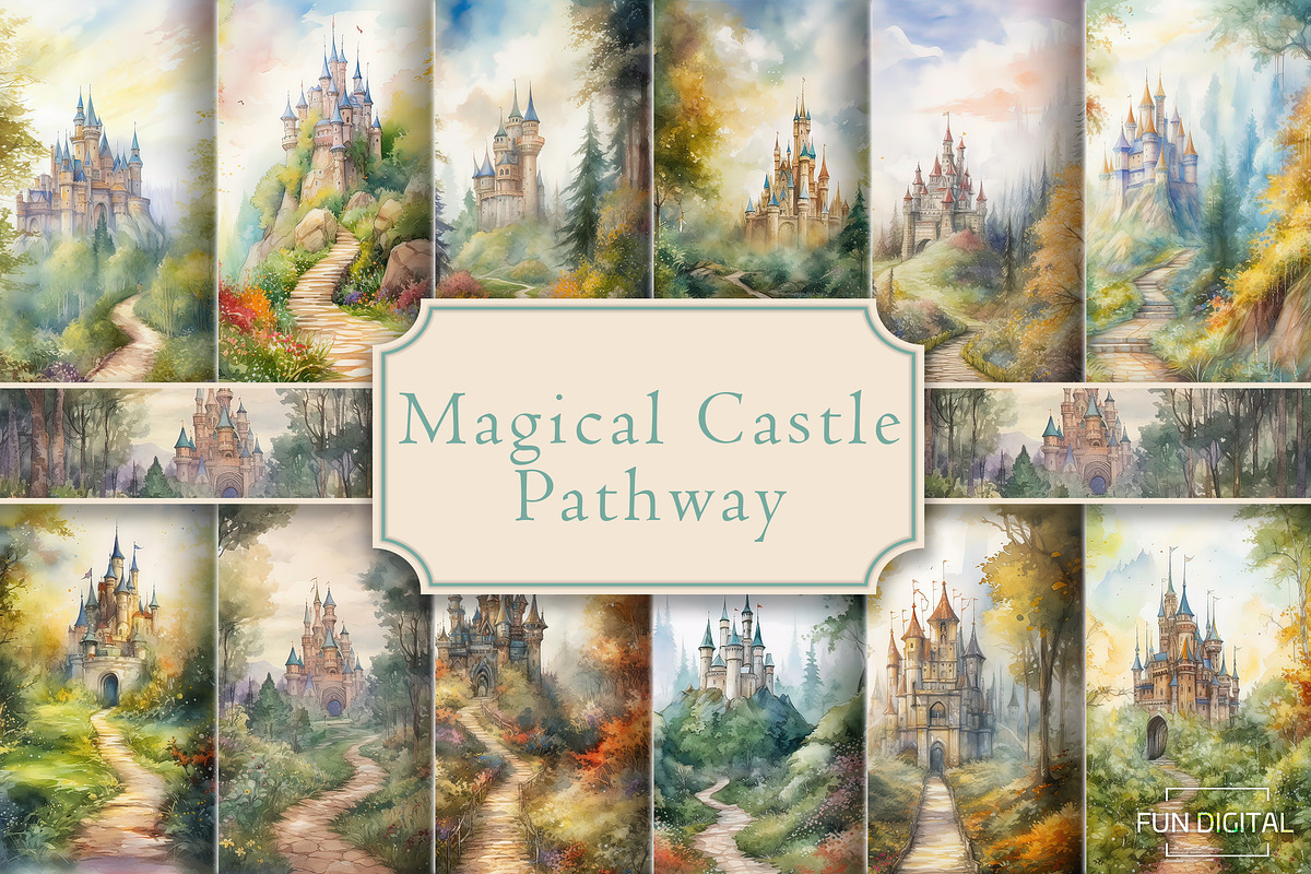 Magical Castle Pathway Through Woods, a Background Graphic by Fun Digital (Photo 1 of 3)