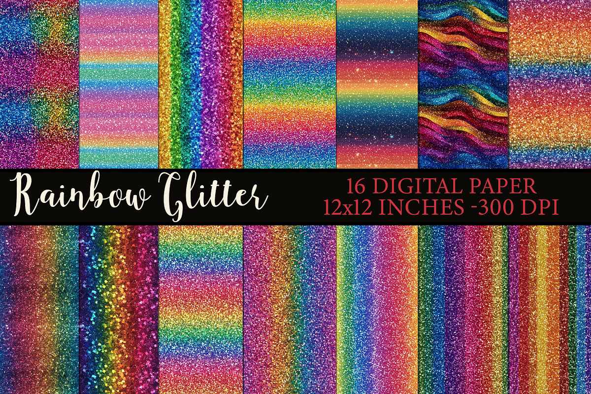 Rainbow Glitter Backgrounds, an Illustration by Designworld (Photo 1 of 4)