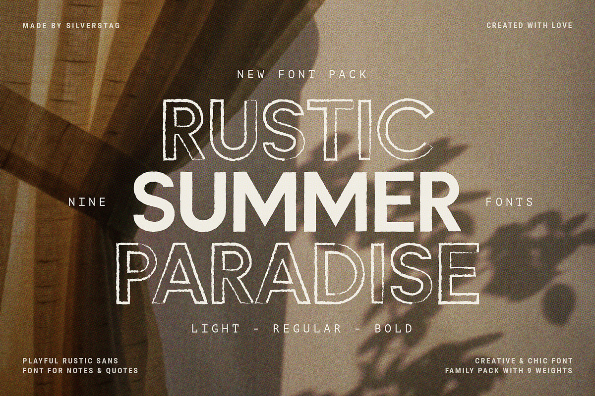 Rustic Summer Paradise Font Family, a Sans Serif Font by SilverStag Type Foundry (Photo 1 of 9)
