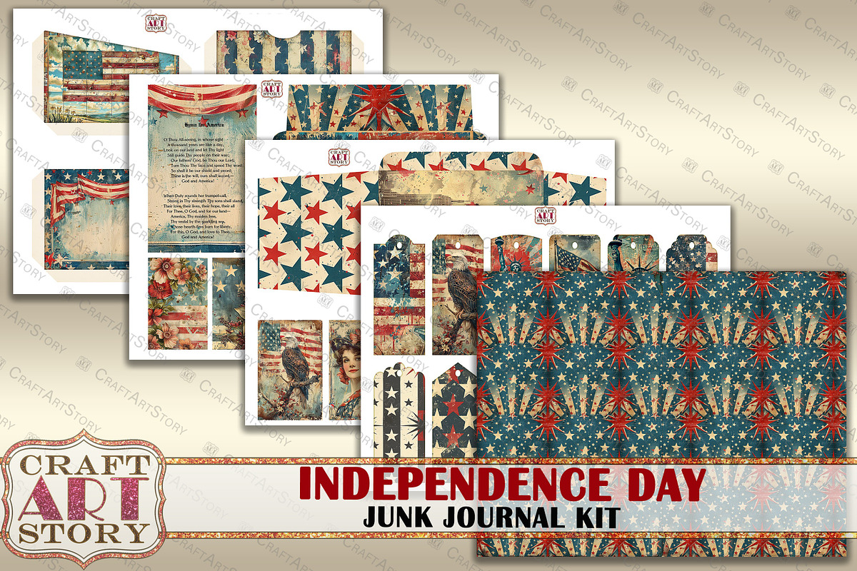 Vintage shabby Independence Day, a Person Illustration by CraftArtStory (Photo 5 of 5)
