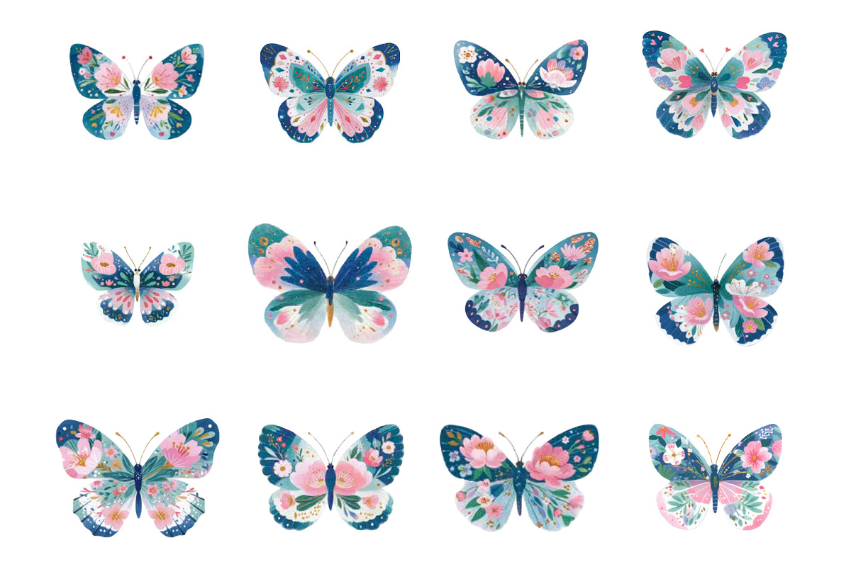 Pastel Butterfly PNG Sublimation, an Illustration by Designking (Photo 2 of 5)