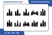 Chicago City Skyline Icon Pack, a Solid Icon by Fontmine Studio (Thumbnail 1 of 3)