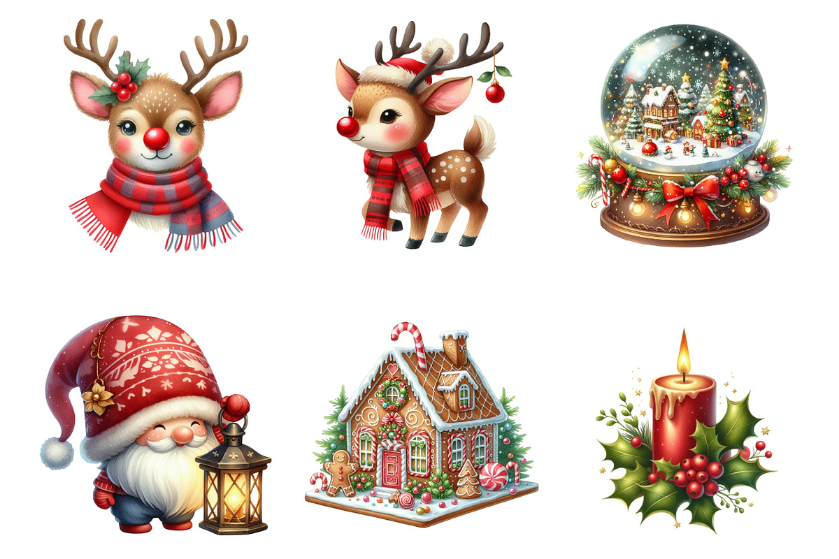 Watercolor Christmas Clipart, an Illustration by DreamArtGraphic (Photo 2 of 5)