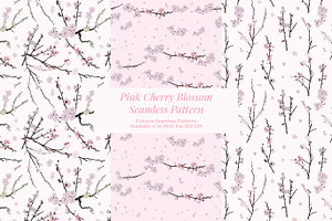 Pink Cherry Blossom Seamless Pattern