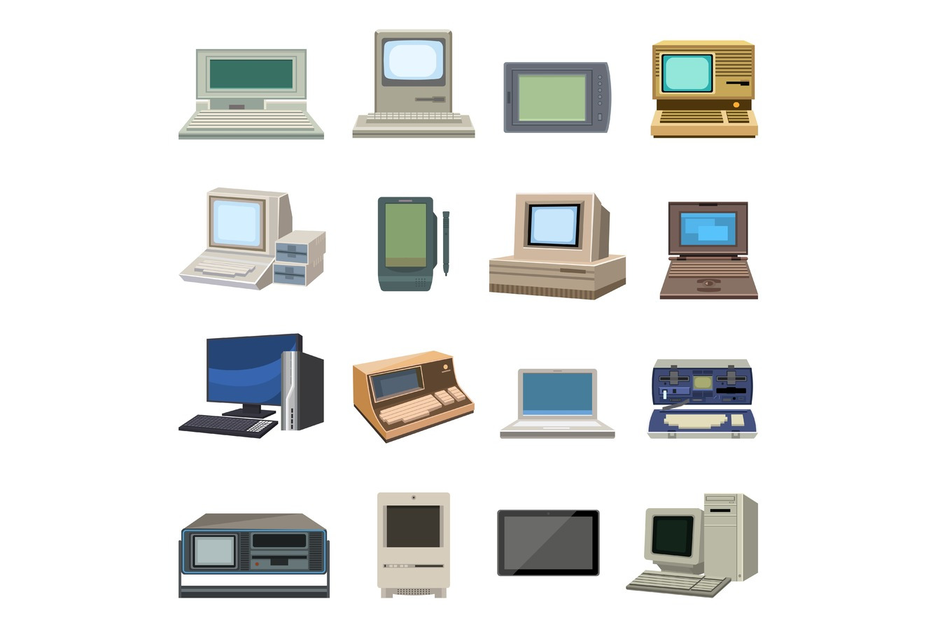 Old vintage computer set vector., an Object Illustration by RocketArt